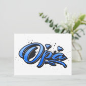 Opa blue Heart Graffiti Karte Grußkarte (Stehend Vorderseite)