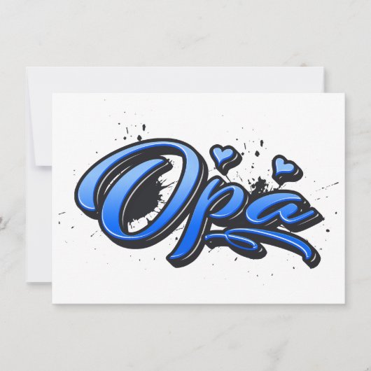 Opa blue Heart Graffiti Karte Grußkarte (Vorderseite)