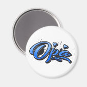 Opa blue Heart Graffiti Magnet (Vorderseite/Rückseite)