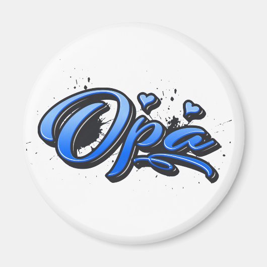 Opa blue Heart Graffiti Magnet (Vorne)