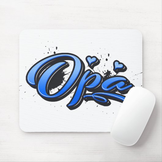 Opa blue Heart Graffiti Mousepad (Mit Mouse)