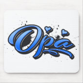 Opa blue Heart Graffiti Mousepad (Vorne)