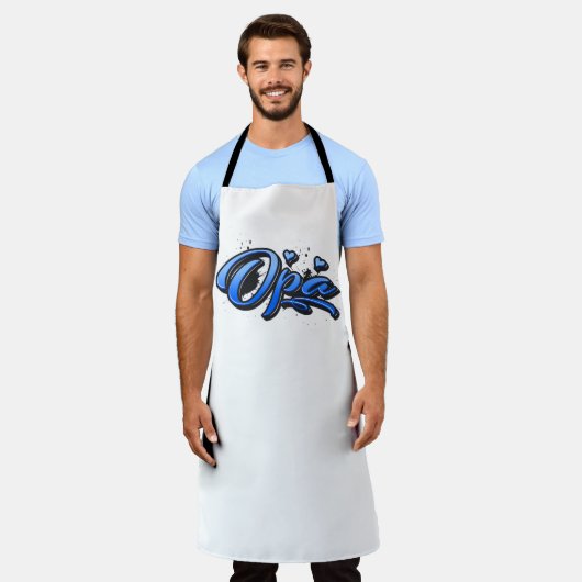 Opa blue Heart Graffiti Schürze Grillschürze (Getragen)