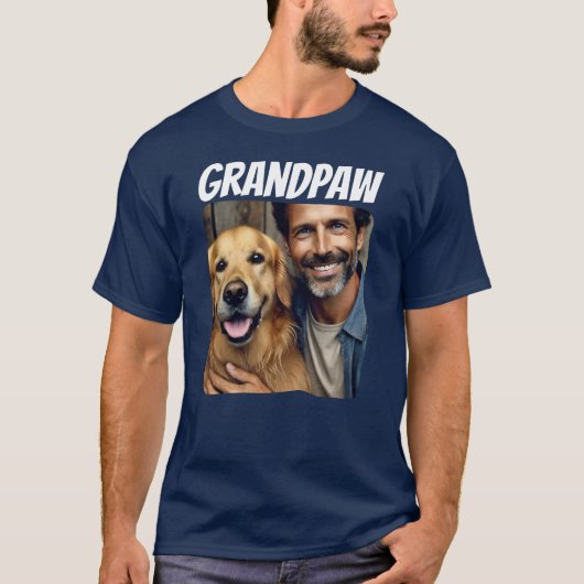 Opa Custom Foto Großfisch Hund Marine T-Shirt (Vorderseite)