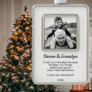 Opa Custom Foto Keepake Geschenk Gerahmte Ornament Rahmen-Ornament Silber