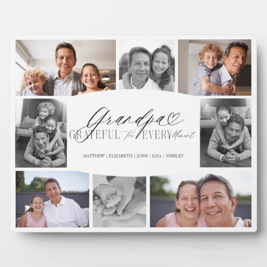 Opa dankbar für jeden Moment FotoCollage Fotoplatte (Vorderseite)