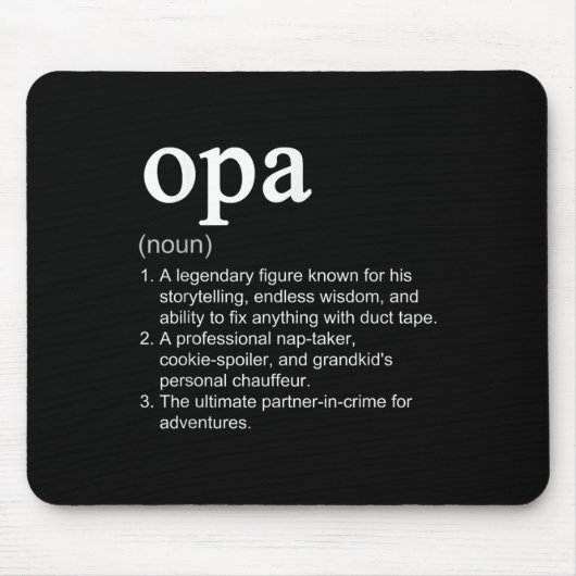 Opa Definition Lustig Cool Substantiv Mousepad (Vorne)