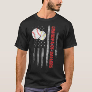 Opa der Baller American Flag Baseball Softball T-Shirt