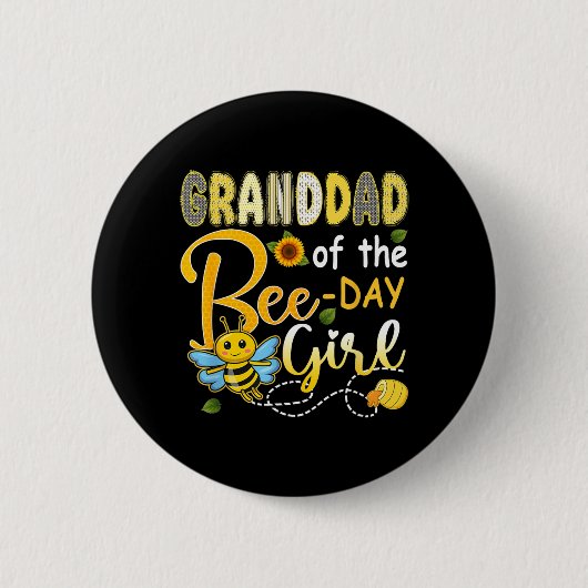 Opa des Bee-Day-Mädchens Lustiger Bienen-Geburtsta Button (Vorderseite)
