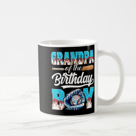 Opa des Geburtstagsjungen Baseball Eiscreme Kaffeetasse (Rechts)