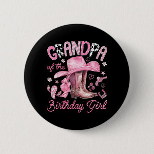 Opa des Geburtstagsmädchens Pink Cowgirl Western Button