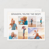 Opa du bist die beste 7 FotoCollage Postkarte (Vorne/Hinten)