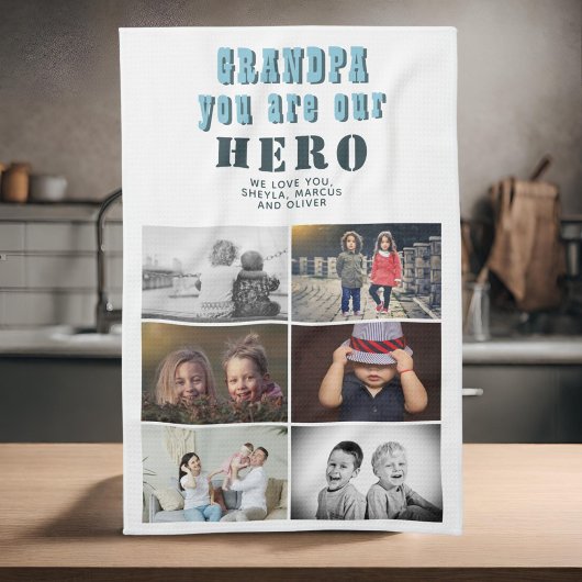 Opa, du bist unser Helden 6 FotoCollage Geschirrtuch