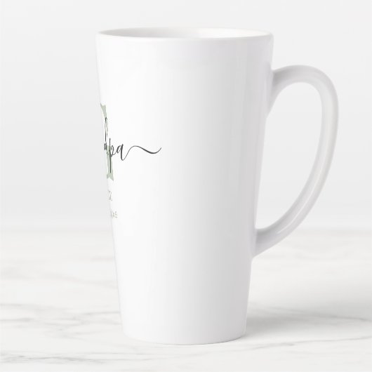 Opa Elegant Script Monogram Silver Green Milchtasse (Rechts)