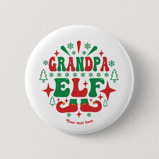 Opa-Elf-Weihnachtsfest Button (Vorderseite)