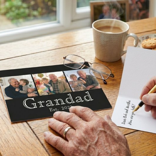 Opa Est. Minimal Weiß Fett Text 3 Foto Karte