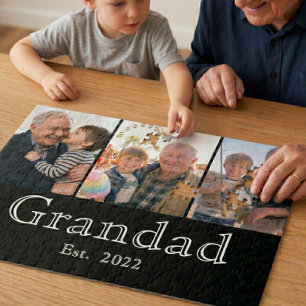 Opa Est. Minimal Weiß Fett Text 3 Foto Puzzle