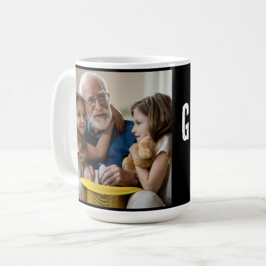 Opa Est. Weißer Grunge-Textfoto Kaffeetasse (Vorderseite Links)