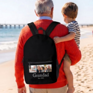 Opa Est. White Bold Minimaler Text 3 Fotos Bedruckter Rucksack