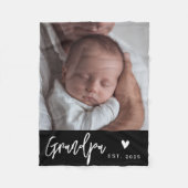 Opa Established Black Modern Script Foto Fleecedecke (Vorderseite)