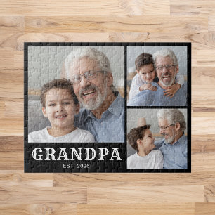 Opa Established Bold Typography Schwarz 3 Foto Puzzle