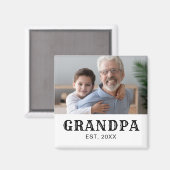 Opa Established Foto Black Text Vatertag Magnet (Vorderseite/Rückseite)