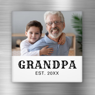 Opa Established Foto Black Text Vatertag Magnet