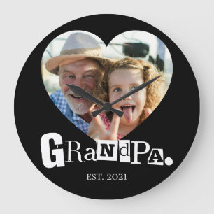 Opa Established Foto-Geschenk für Großvater Große Wanduhr