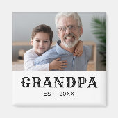 Opa Established Foto Schwarzer Text Vatertag Magnet (Vorne)