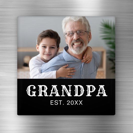 Opa Established Foto White Text Vatertag Magnet