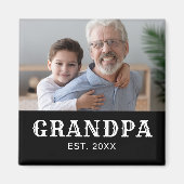 Opa Established Foto White Text Vatertag Magnet (Vorne)