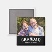 Opa Etabliert Foto-Geschenk Schwarz Magnet (Vorderseite/Rückseite)