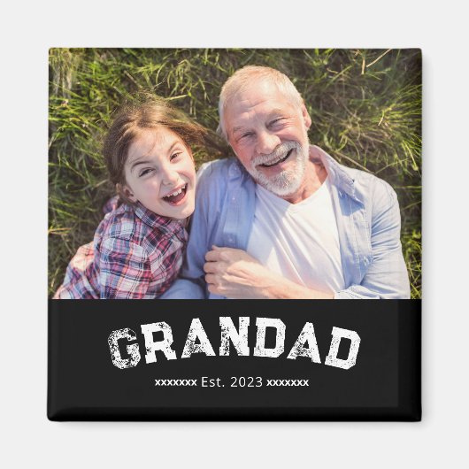 Opa Etabliert Foto-Geschenk Schwarz Magnet (Vorne)