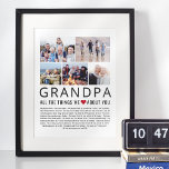 Opa Foto Collage Dinge, die wir über Sie Liebe Poster<br><div class="desc">Kompilieren Sie eine Liste von Dingen,  die Sie Liebe über Ihren Opa,  fügen Sie einige Lieblingsfotos und Sie haben ein Vatertag Geschenk er wird Schatz! Perfekt für Geburtstage und andere Familienmitglieder! filtriert</div>