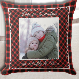 Opa Foto Kariert Weihnachten Kissen