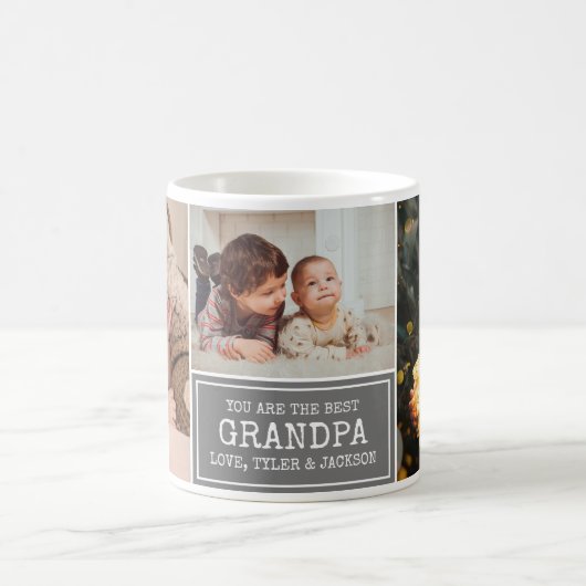 Opa FotoCollage Grau-Weiß-Sprichwort Kaffeetasse (Mittel)