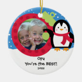 Opa Fotopenguin-Weihnachtsverzierung Keramikornament (Vorne)
