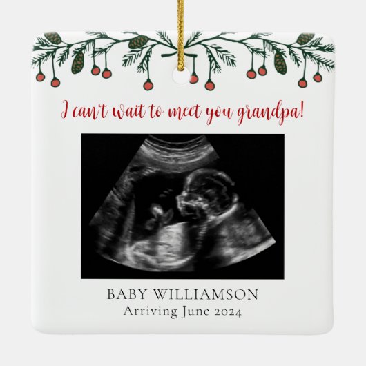 Opa Frohe Weihnachten Ultrasound Foto Keramikornament (Rückseite)