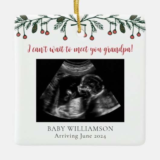 Opa Frohe Weihnachten Ultrasound Foto Keramikornament (Vorderseite)