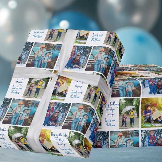 Opa Geburtstag Custom Großkinder FotoCollage Geschenkpapier