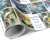 Opa Geburtstag Custom Großkinder FotoCollage Geschenkpapier (Rolleneckpunkt)