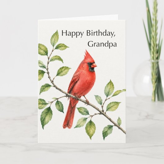 Opa Geburtstag Roter Kardinal auf Ast Karte (Vorderseite)