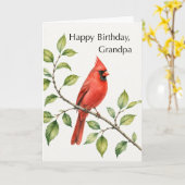 Opa Geburtstag Roter Kardinal auf Ast Karte (Gelbe Blume)