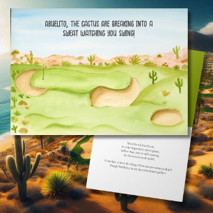Opa, Geburtstags-Wüsten-Golfplatz-Aquarell Karte