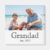 Opa gegründet Foto Schwarz Fett Minimal Magnet (Vorne)