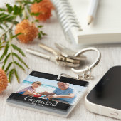 Opa gegründet Foto Weiß Fett Minimaler Text Schlüsselanhänger (Vorderseite rechts)