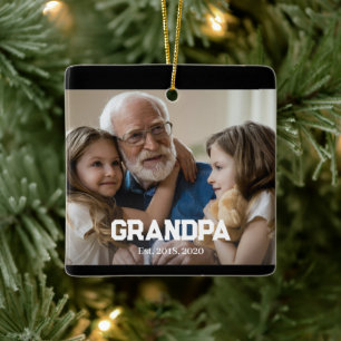 Opa gegründet Weiße einfache fette Text Foto Keramikornament
