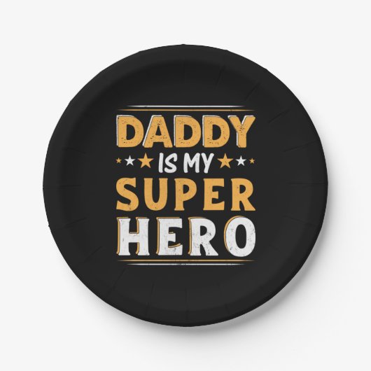 Opa-Geschenk | Daddy ist mein Super-Held Pappteller (Vorderseite)