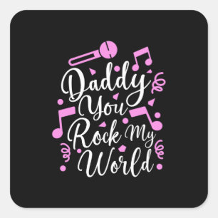 Opa-Geschenk Daddy You Rock My World Quadratischer Aufkleber