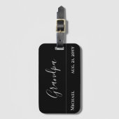 Opa-Geschenk - Modernes Jet Schwarz Personalisiert Gepäckanhänger (Vorderseite Vertikal)